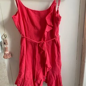 Saints + Secrets Red Dress with Ruffle and Tie